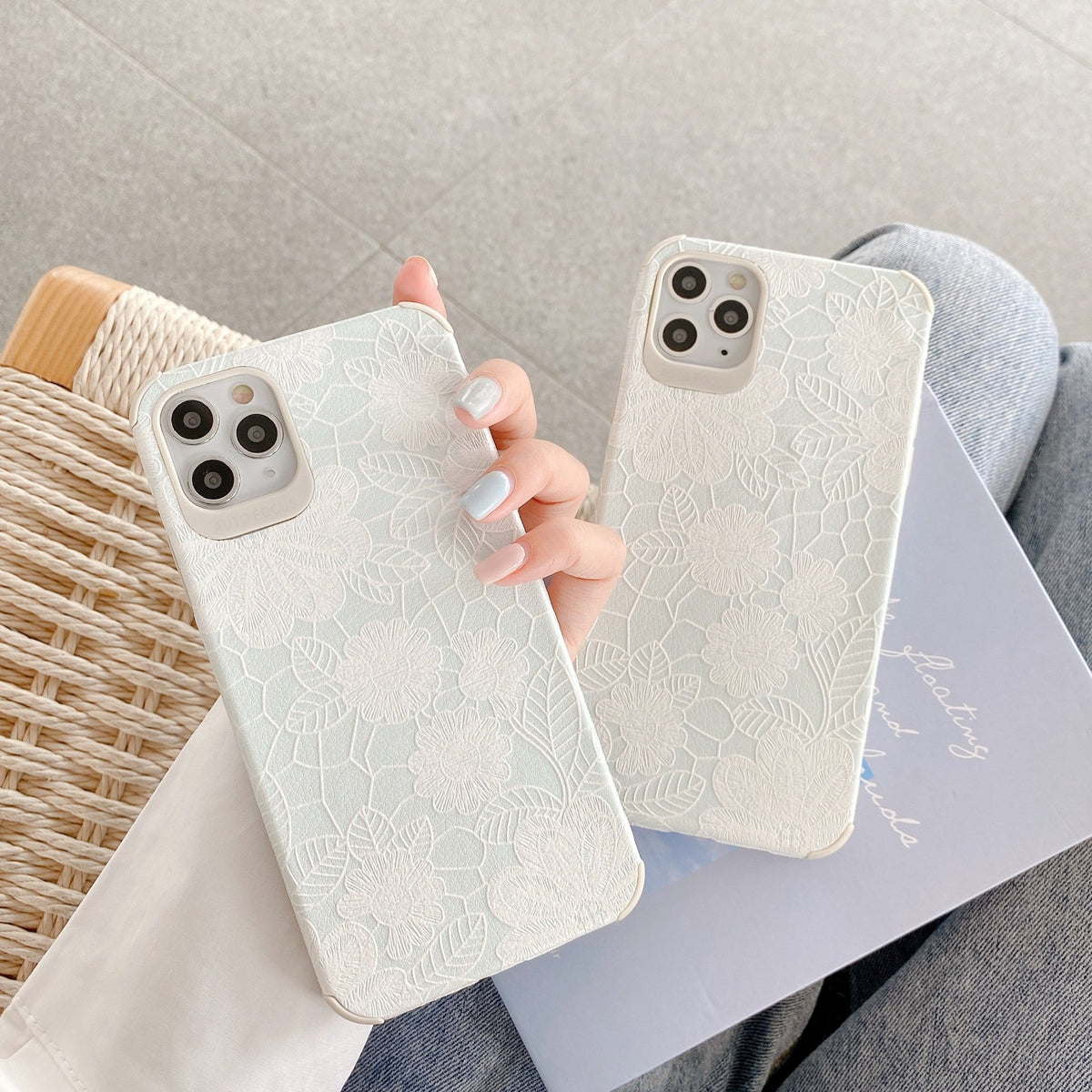 Embossed Lace Flower Silicone iPhone Case | Axl Phone Case Axl White / IPhone XR