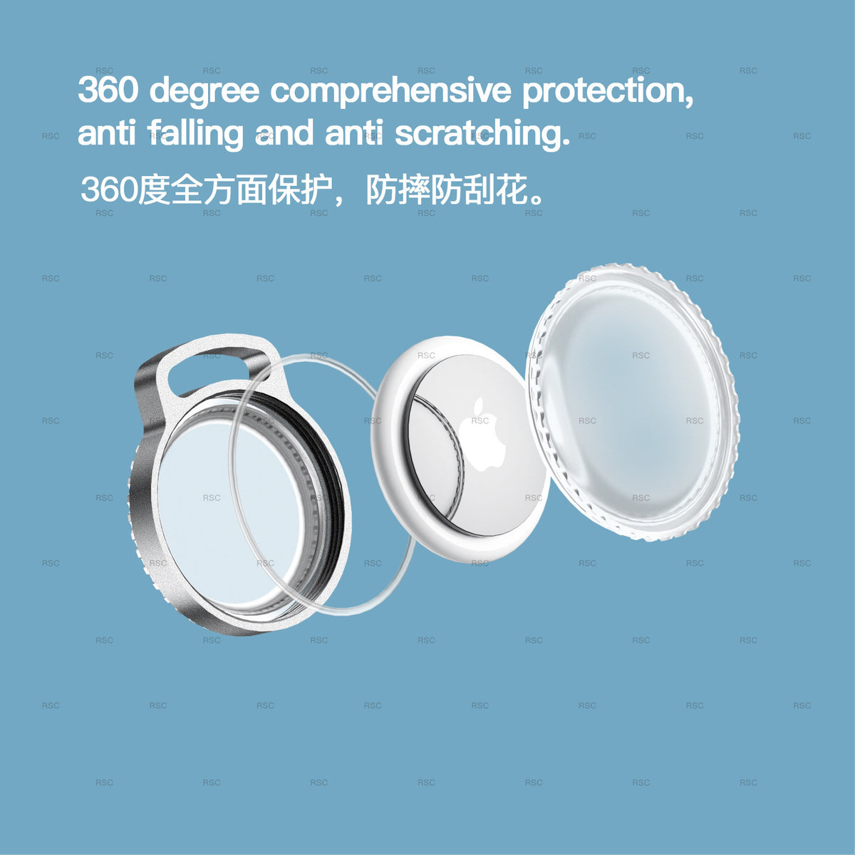 AirTag Metal Protective Case with Keychain and Waterproof Axl