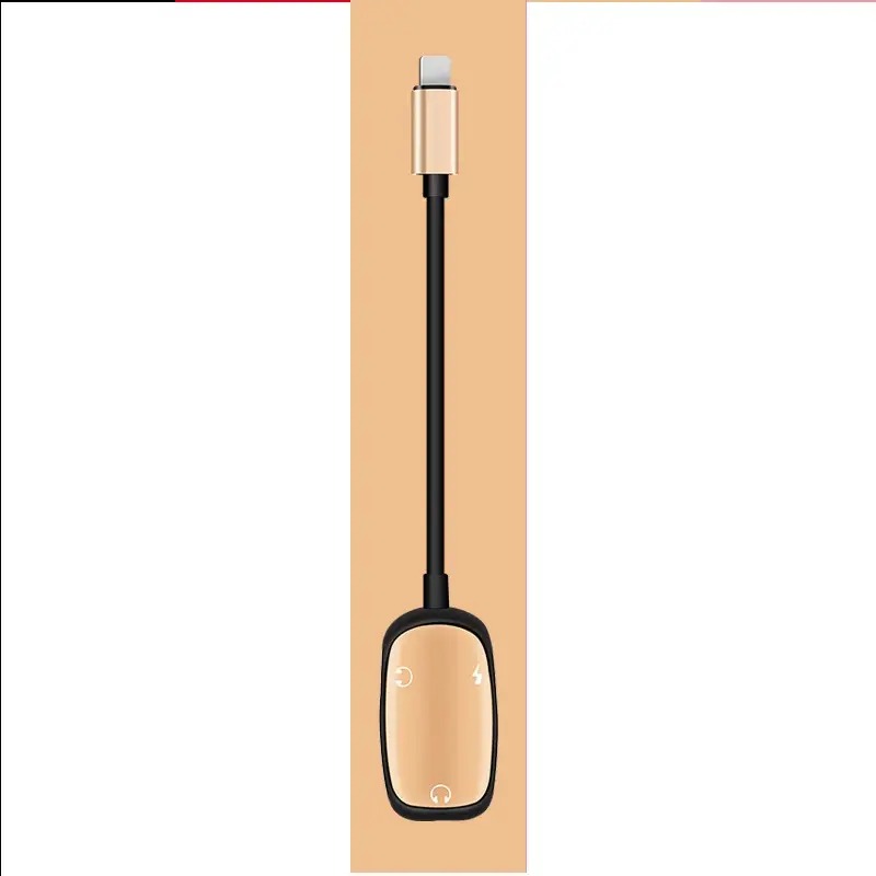 Audio Adapter Charging Cable for iPhone 8-Pin to 3.5mm Axl Golden
