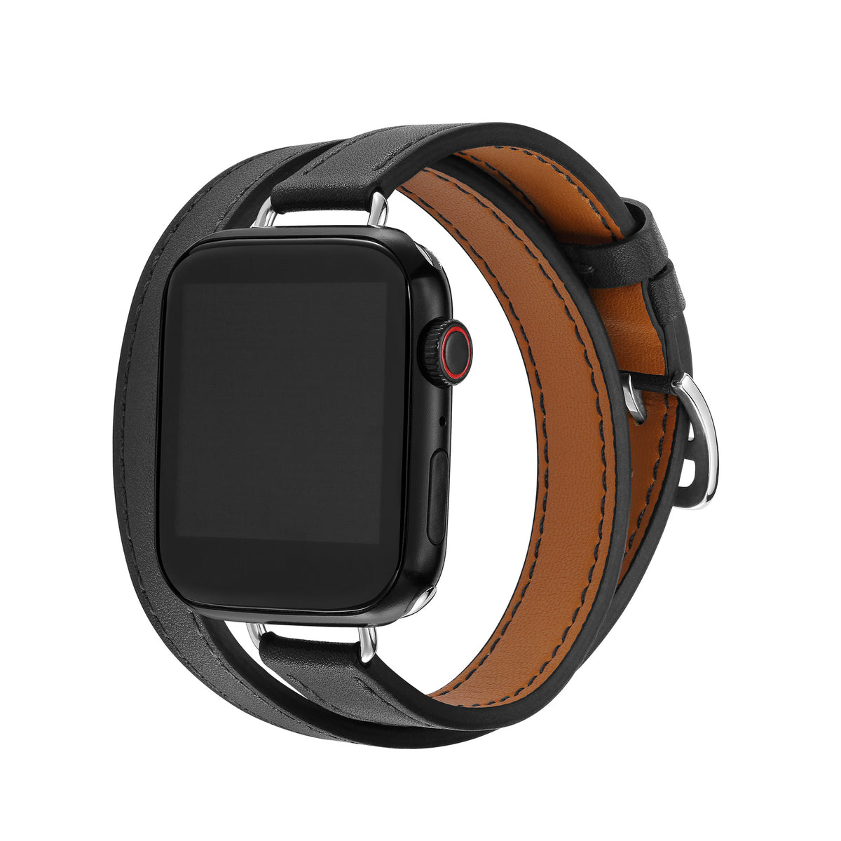 Slim Double Loop Leather Band for Apple Watch 8/7/6/4 Axl Black / 38/40/41MM