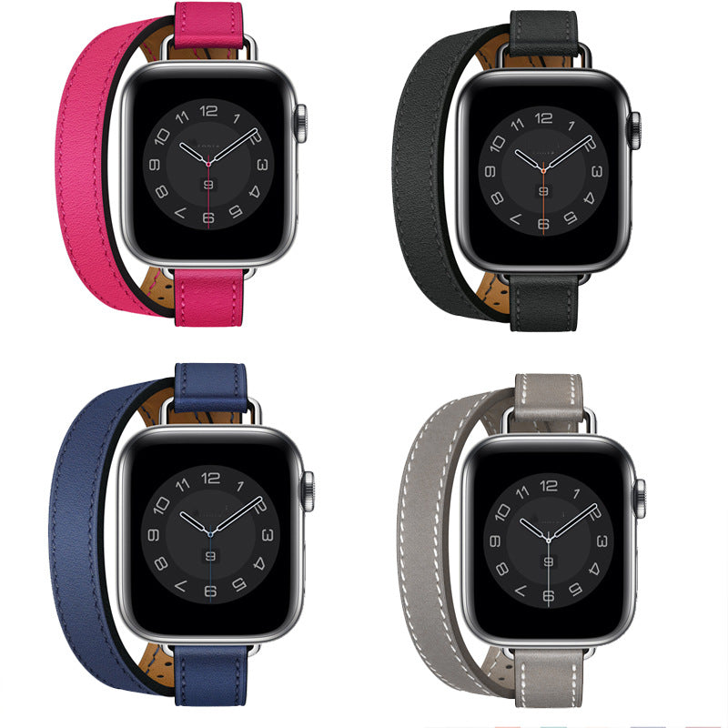 Slim Double Loop Leather Band for Apple Watch 8/7/6/4 Axl