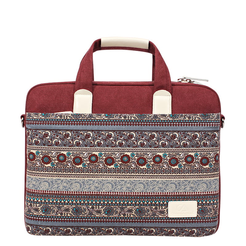 Ethnic Canvas Laptop Bag 13" & 15" | Durable Washed Canvas Canvas Laptop Bag Axl Red 13inch