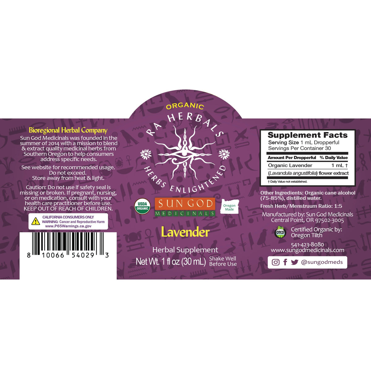 Ra Herbals Certified Organic Lavender Tincture Axl