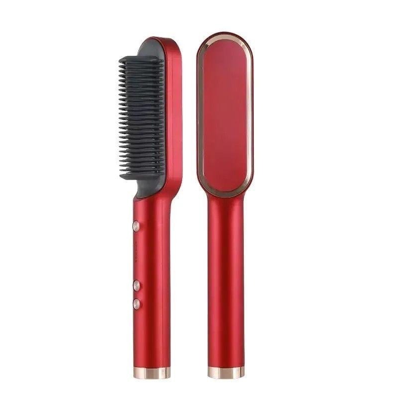Mini Hair Straightener & Curler Brush Axl RedAU -