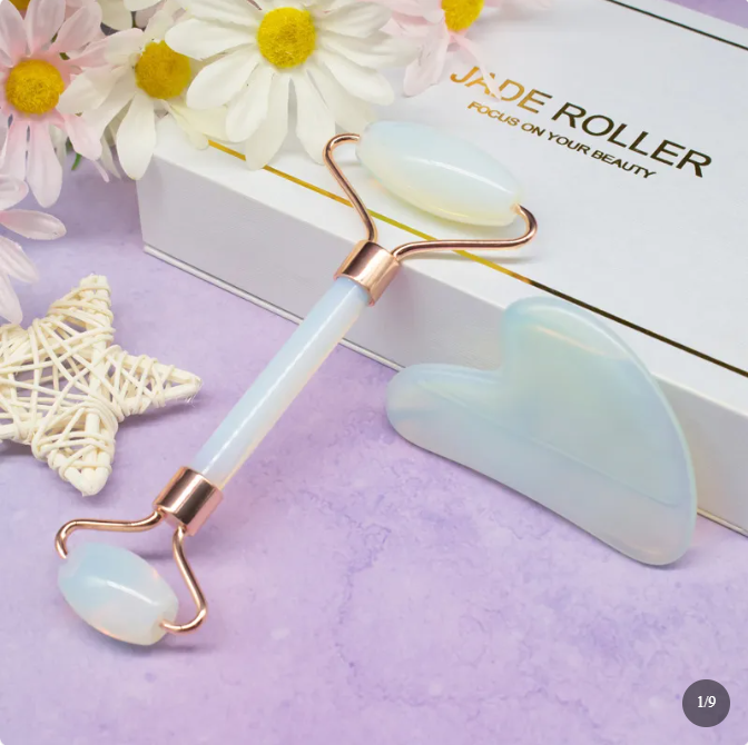 Face Opal Roller & Gua Sha Set Axl Opal heart set