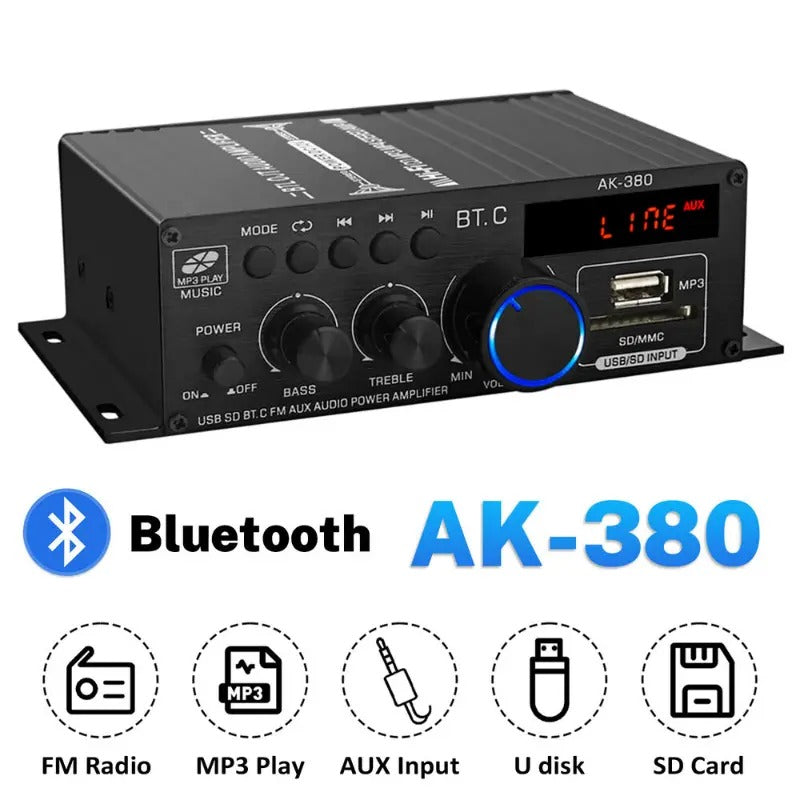 AK380 Bluetooth Car Home 12V Power Amplifier Device Axl