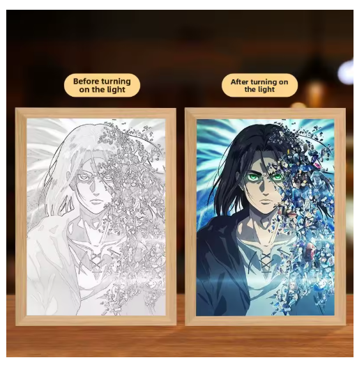 Attack on Titan Eren & Levi Light Painting Night Lamp