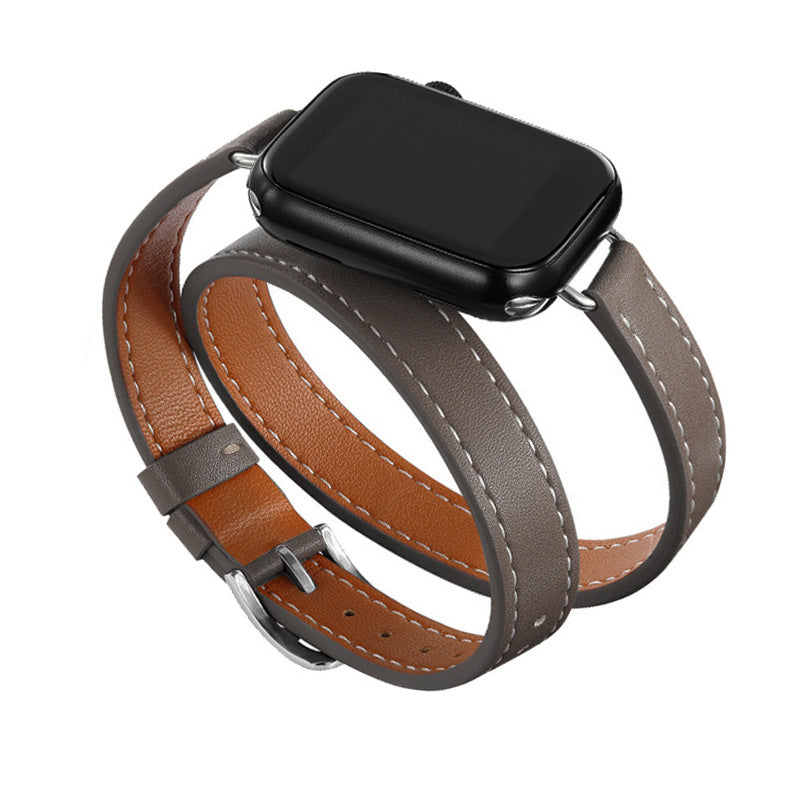 Slim Double Loop Leather Band for Apple Watch 8/7/6/4 Axl Taupe / 42/44/45/49mm