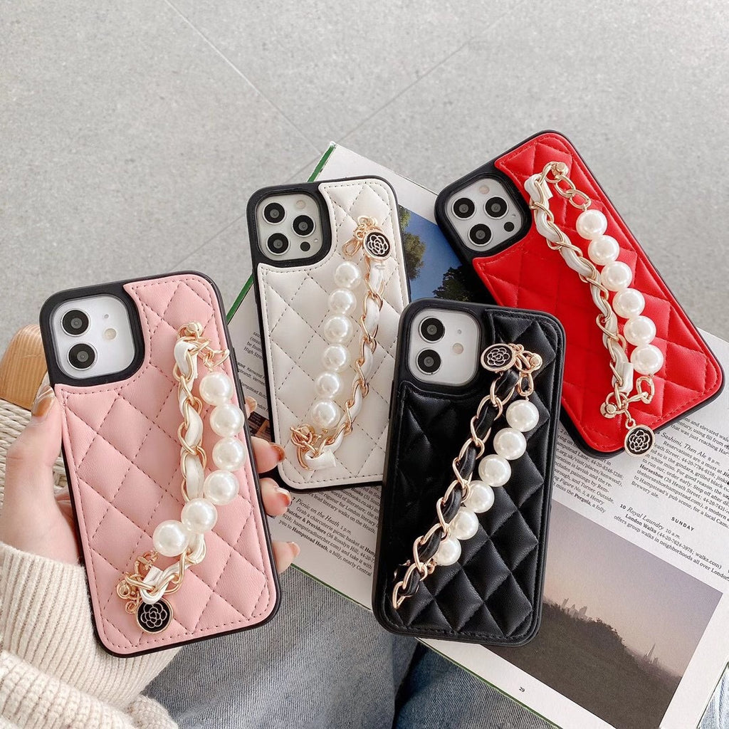 Leather Full Cover Phone Case with Fragrance Pearl Bracelet Axl