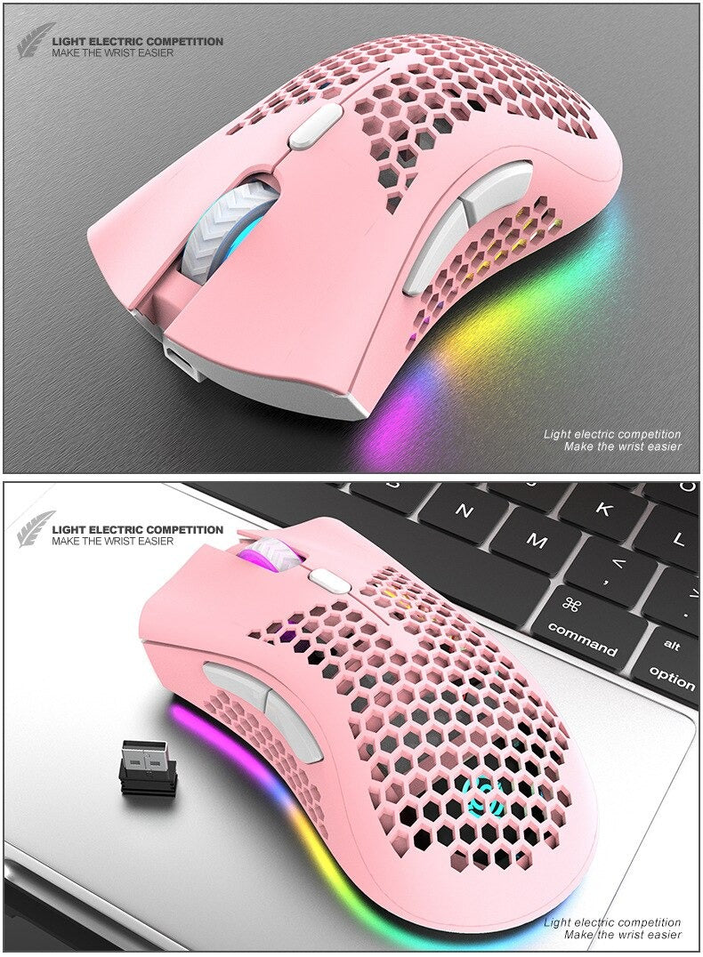 BM600 Rechargeable Wireless RGB Gaming Mouse for PC Axl Pink