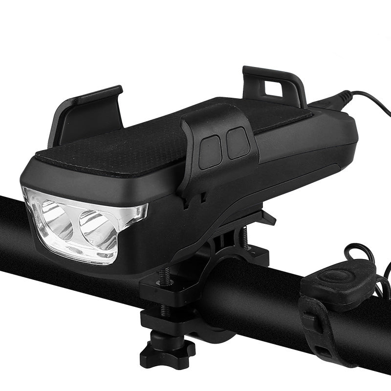 USB Rechargeable Bike Light with Phone Holder and Horn Axl Black 2400mAh