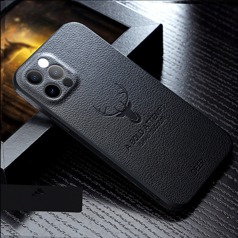 Leather-Grain Anti-Drop Full-Cover iPhone Case | Lens Guard iPhone Protective Case Axl Black / Iphone12pro Max