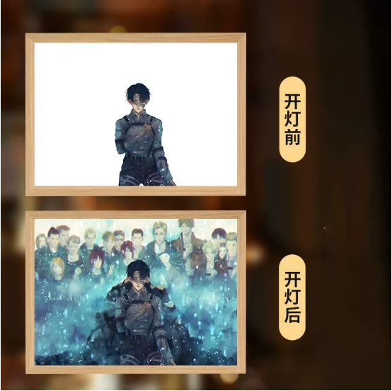 Attack on Titan Eren & Levi Light Painting Night Lamp