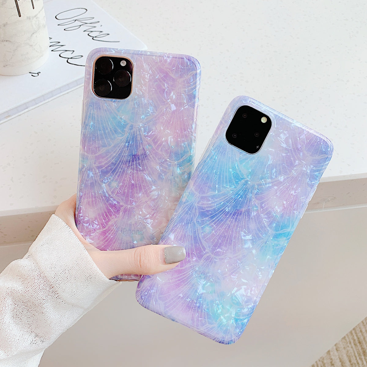 Purple Shiny Shell Case for iPhone Xs/6s/7/8/11 Pro Axl