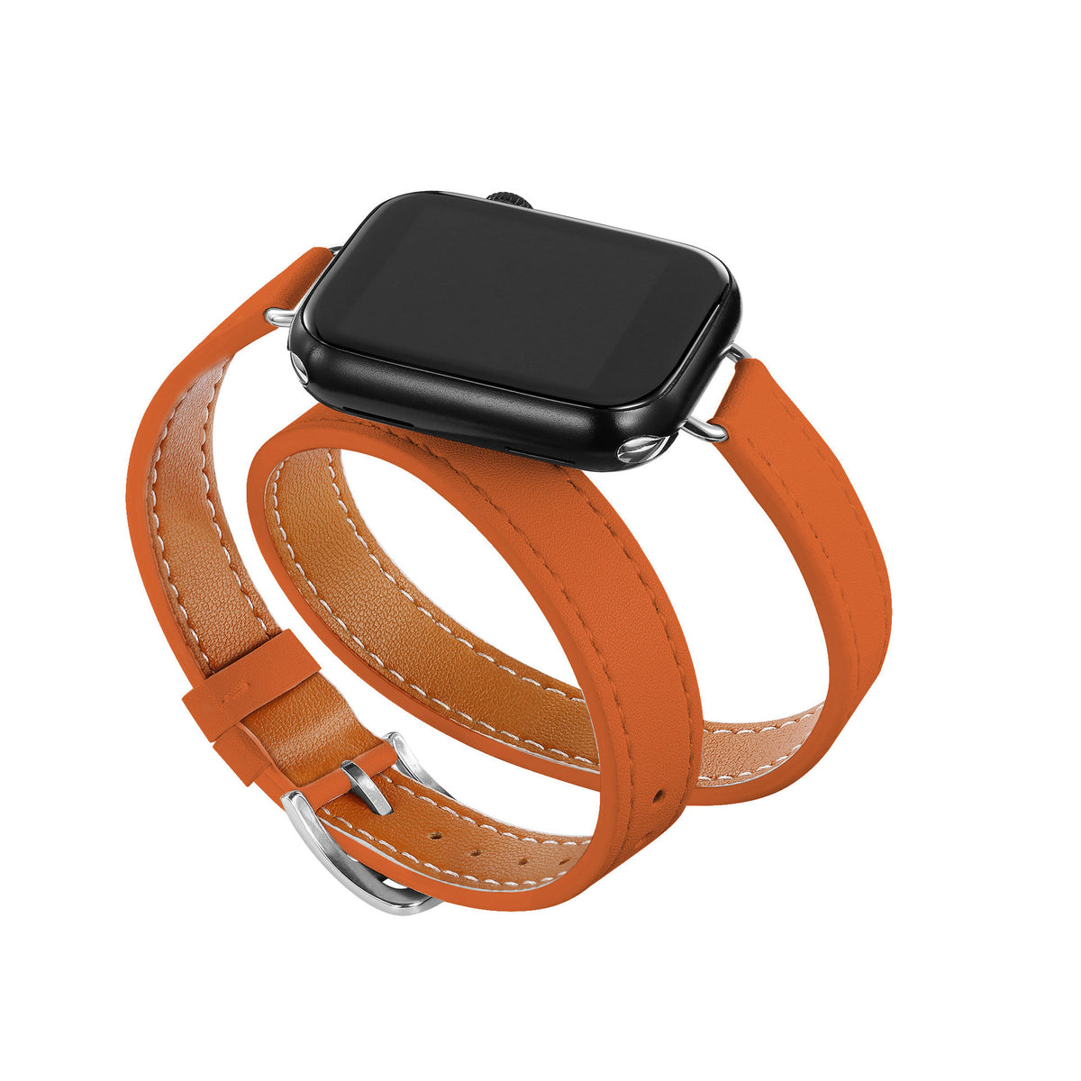 Slim Double Loop Leather Band for Apple Watch 8/7/6/4 Axl Orange / 42/44/45/49mm