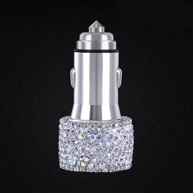 Goddess Style Diamond Car Charger with USB Multi-Function Axl White charger
