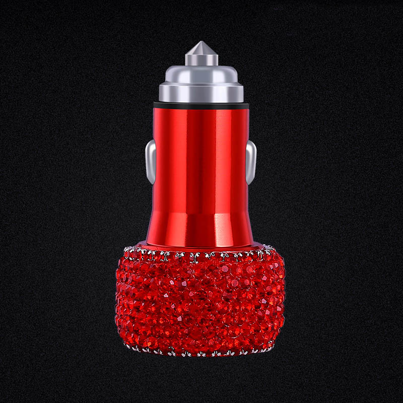 Goddess Style Diamond Car Charger with USB Multi-Function Axl Red charger