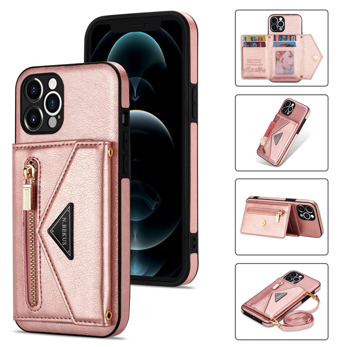 Crossbody Phone Case Leather Strap & Card Slot | Apple Crossbody Phone Case Axl