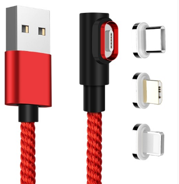 3-in-1 Magnetic Charging Cable – USB, Micro USB & Type-C Magnetic Charging Cable Axl Red 3A 1m line