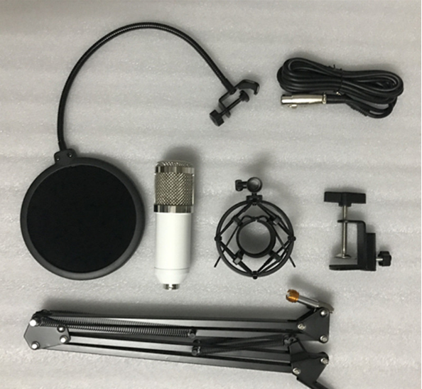 Karaoke Condenser Mic Kit – Cardioid, Stand & Shock Mount Condenser Microphone Kit Axl white