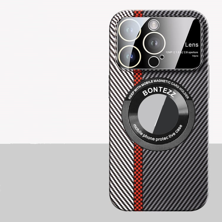 Magnetic Carbon Fiber Frosted Phone Case | Large Window