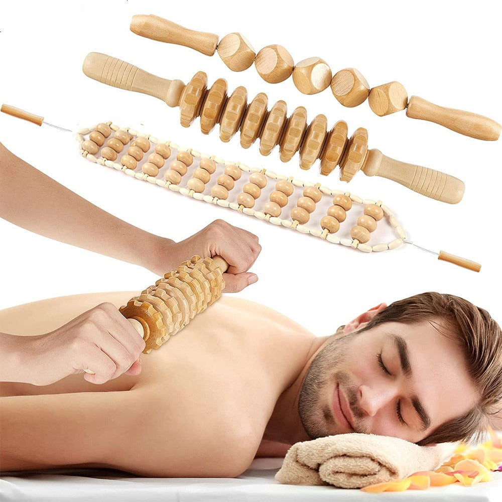 Wooden Anti-Cellulite Massage Roller Set Axl