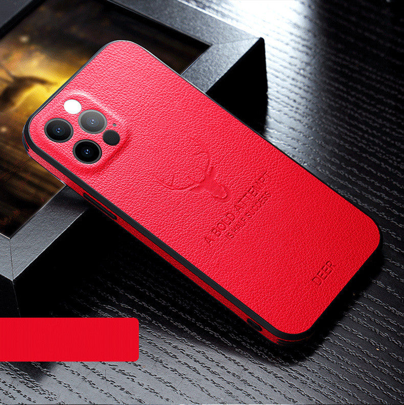 Leather-Grain Anti-Drop Full-Cover iPhone Case | Lens Guard iPhone Protective Case Axl