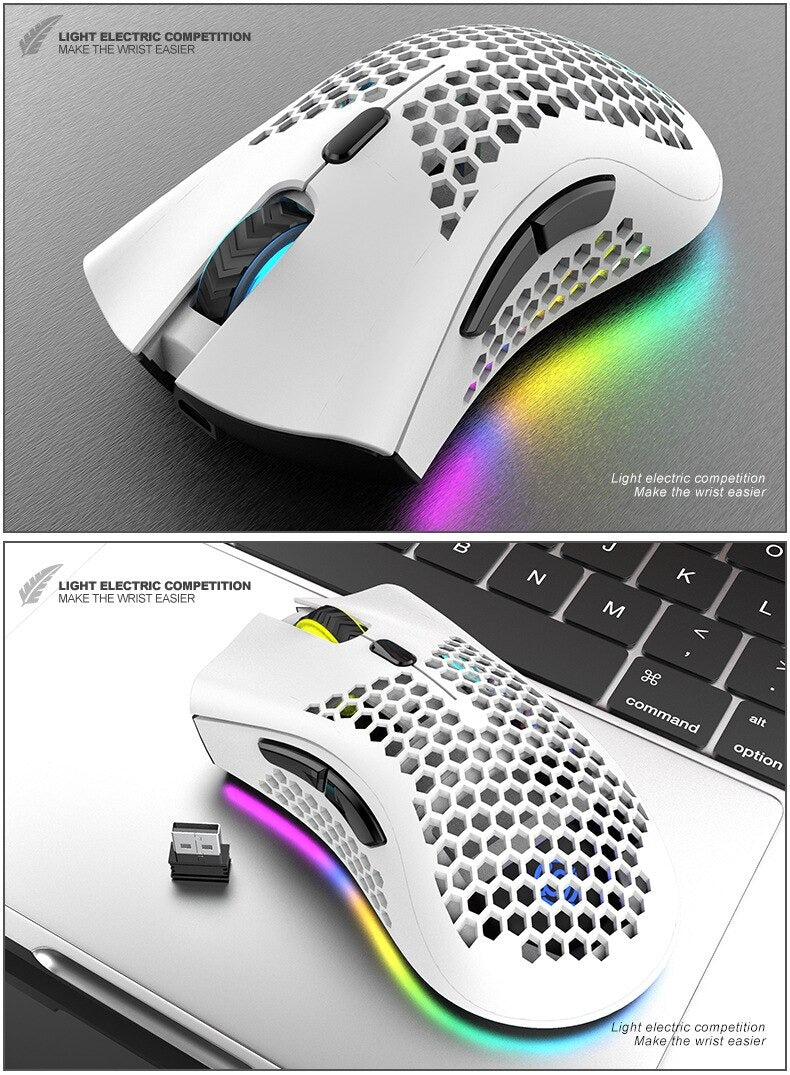 BM600 Rechargeable Wireless RGB Gaming Mouse for PC Axl White