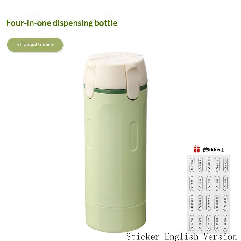 4-in-1 Travel Dispenser Bottles Leakproof Axl Green - Sticker English Version Standard