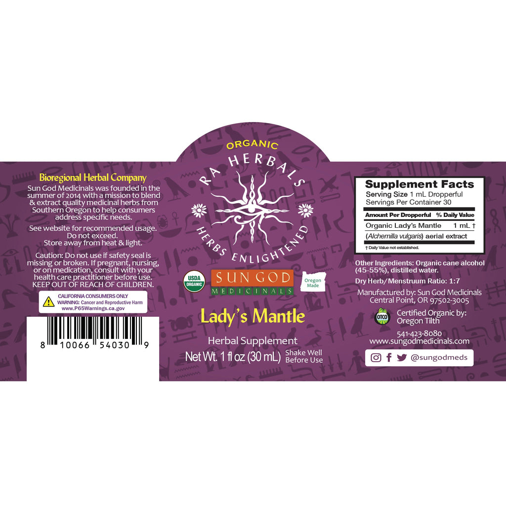 Ra Herbals Certified Organic Lady's Mantle Tincture Axl