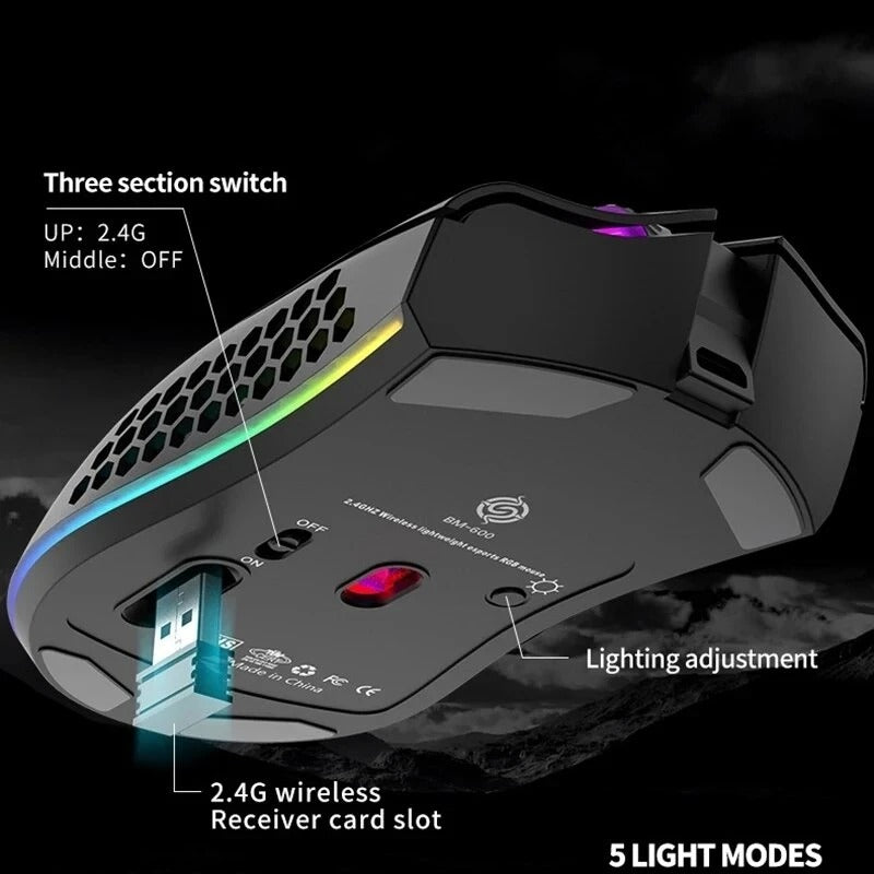 BM600 Rechargeable Wireless RGB Gaming Mouse for PC Axl