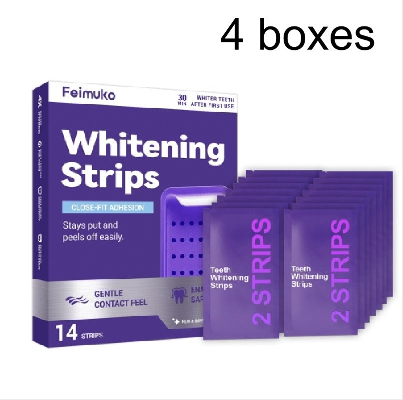 Purple Whitening Stain-Removing Tooth Plaster Strips Axl 4 boxes 14 STRIPS