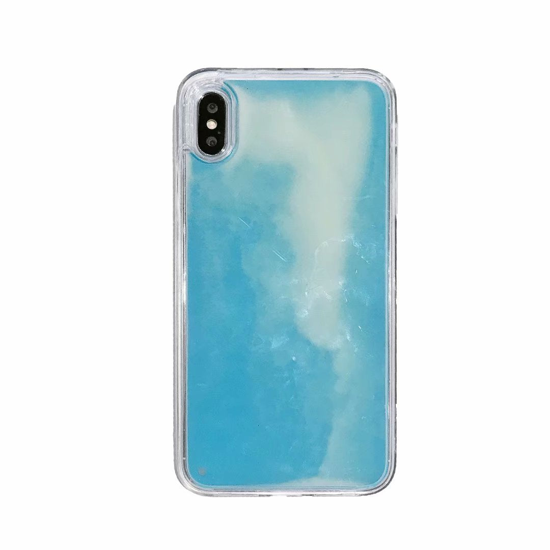 Fluorescent Liquid Quicksand Phone Case – TPU & PC Cover Liquid Quicksand Phone Case Axl Blue / IPhone11pro