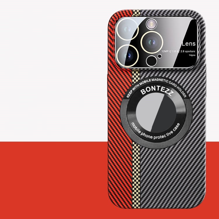 Magnetic Carbon Fiber Frosted Phone Case | Large Window