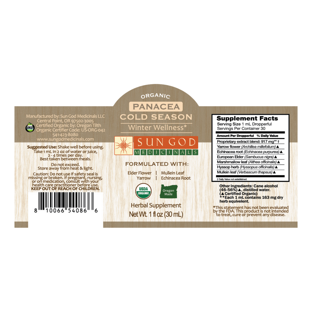 Panacea Cold Season Herbal Tincture Axl