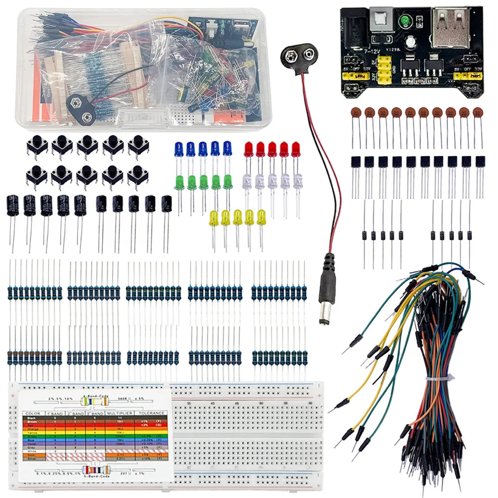 830-Hole Breadboard Kit – Arduino UNO R3, LED & Resistors Electronics Prototyping Kit Axl Default Title