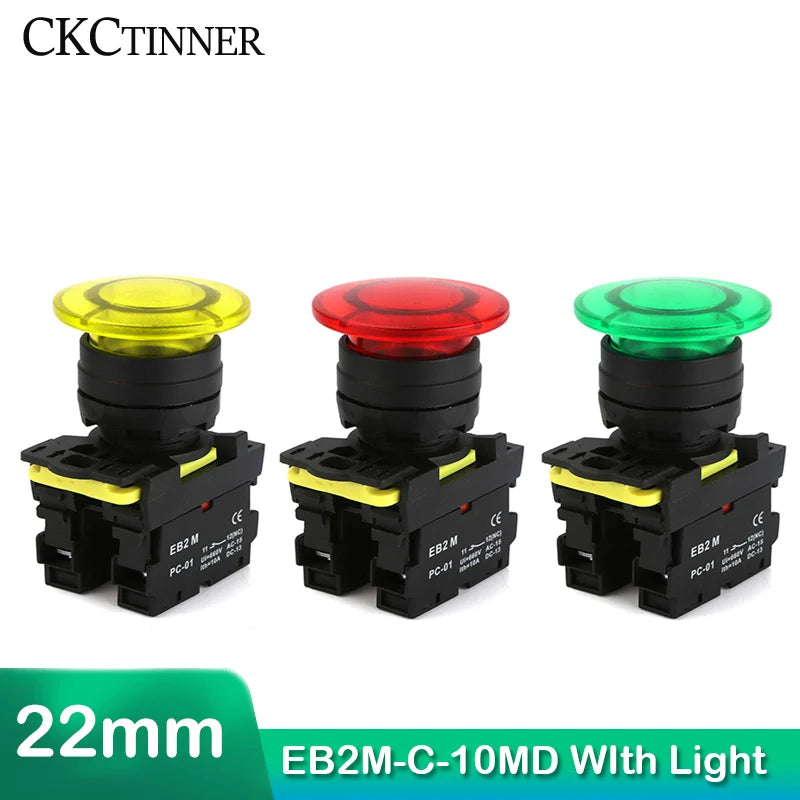 22mm Mushroom Head Push Button Switch 10A 660V – Self-Reset & Lock Push Button Switch Axl