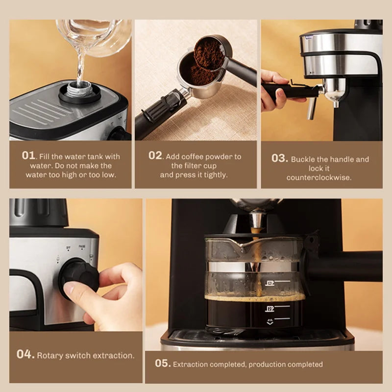 BALASHOV 800W Semi-Automatic Espresso Machine – Latte & Cappuccino Espresso Machine Axl