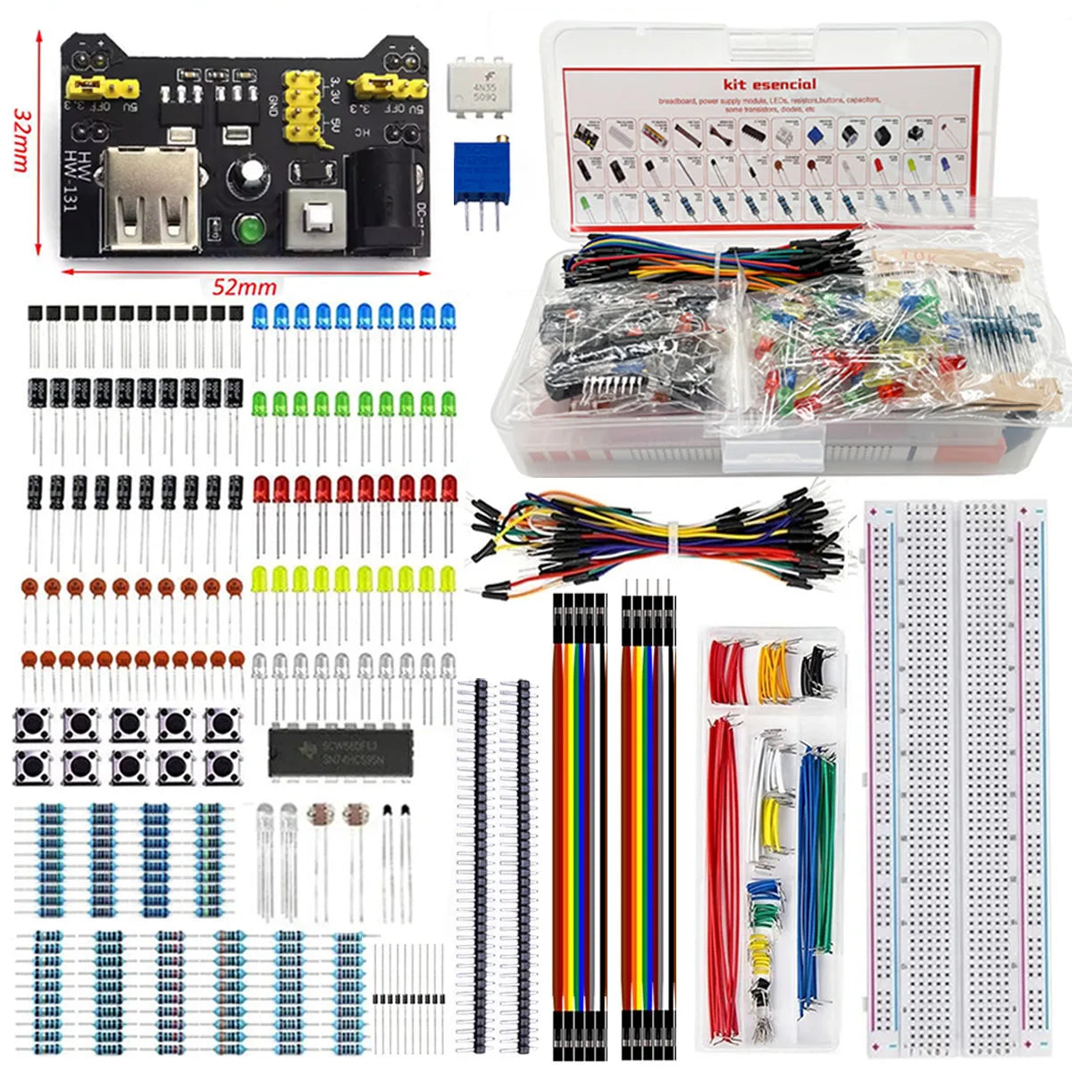 830-Point Breadboard Electronics Starter Kit | Arduino Components Electronics Starter Kit Axl
