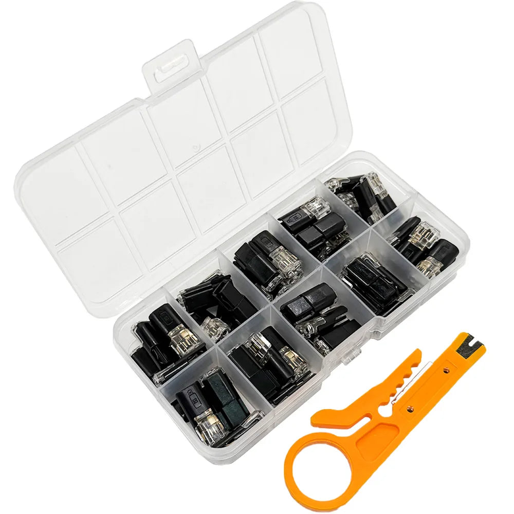 50pcs LED 2-Pin Solderless Cable Buckle Connector with Box Cable Connector Axl