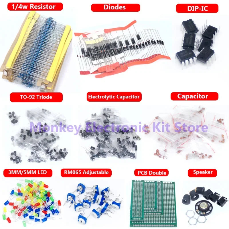 1900PCS Electronic Component Kit – Resistors, Capacitors & More Electronic Component Kit Axl