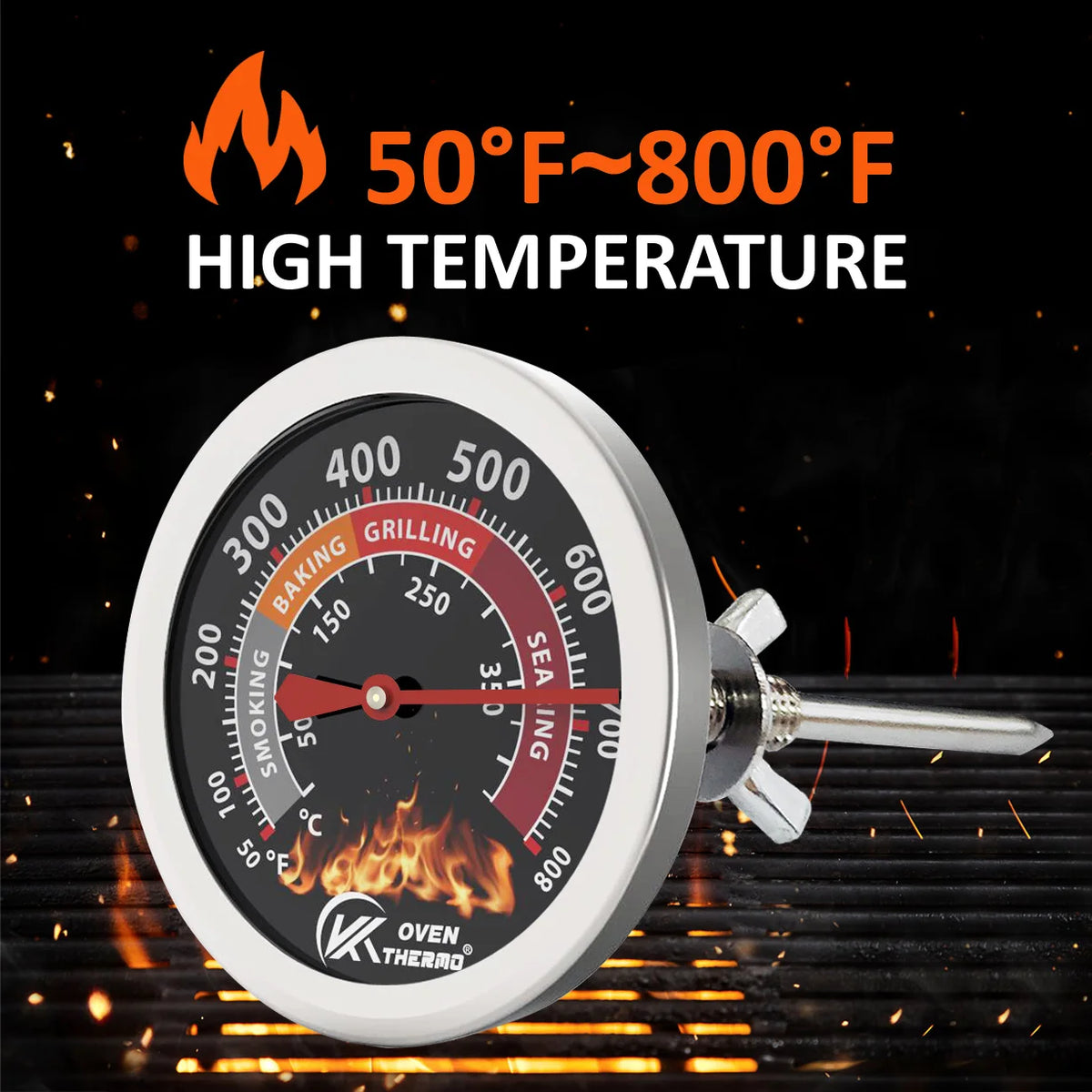 BBQ Grill Thermometer – Dual Scale 50–800°F Oven Temp Gauge BBQ Grill Thermometer Axl