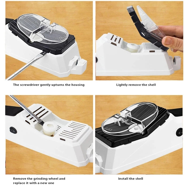 PLYS USB Electric Knife Sharpener – Automatic Ceramic Kitchen Electric Knife Sharpener Axl