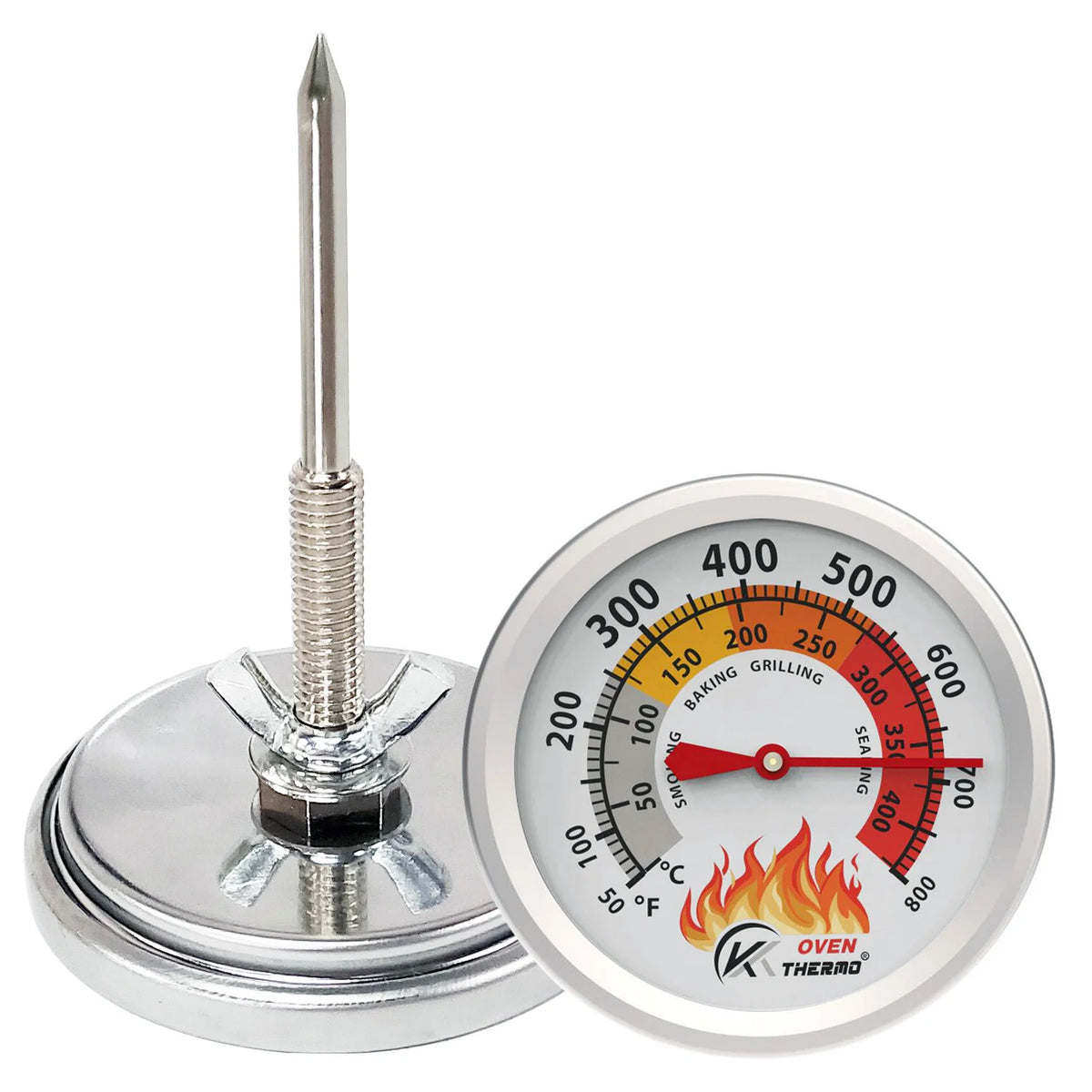 BBQ Grill Thermometer – Dual Scale 50–800°F Oven Temp Gauge BBQ Grill Thermometer Axl white