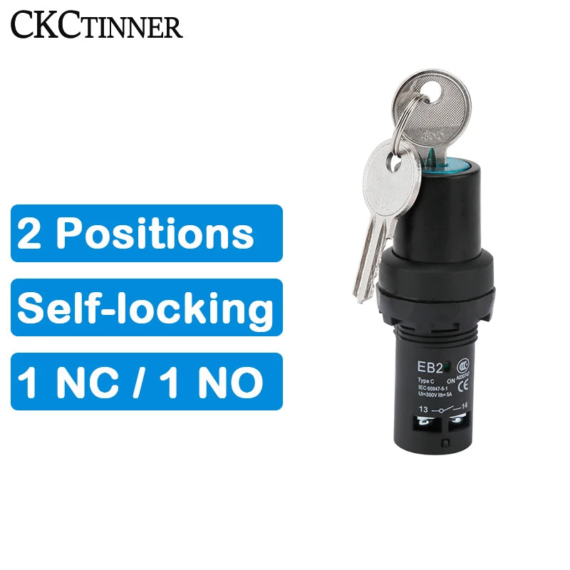 EB2 Keyed Rotary Knob Switch 2/3 Position Self-Locking 5A CE Rotary Knob Switch Axl EB2-11Y2