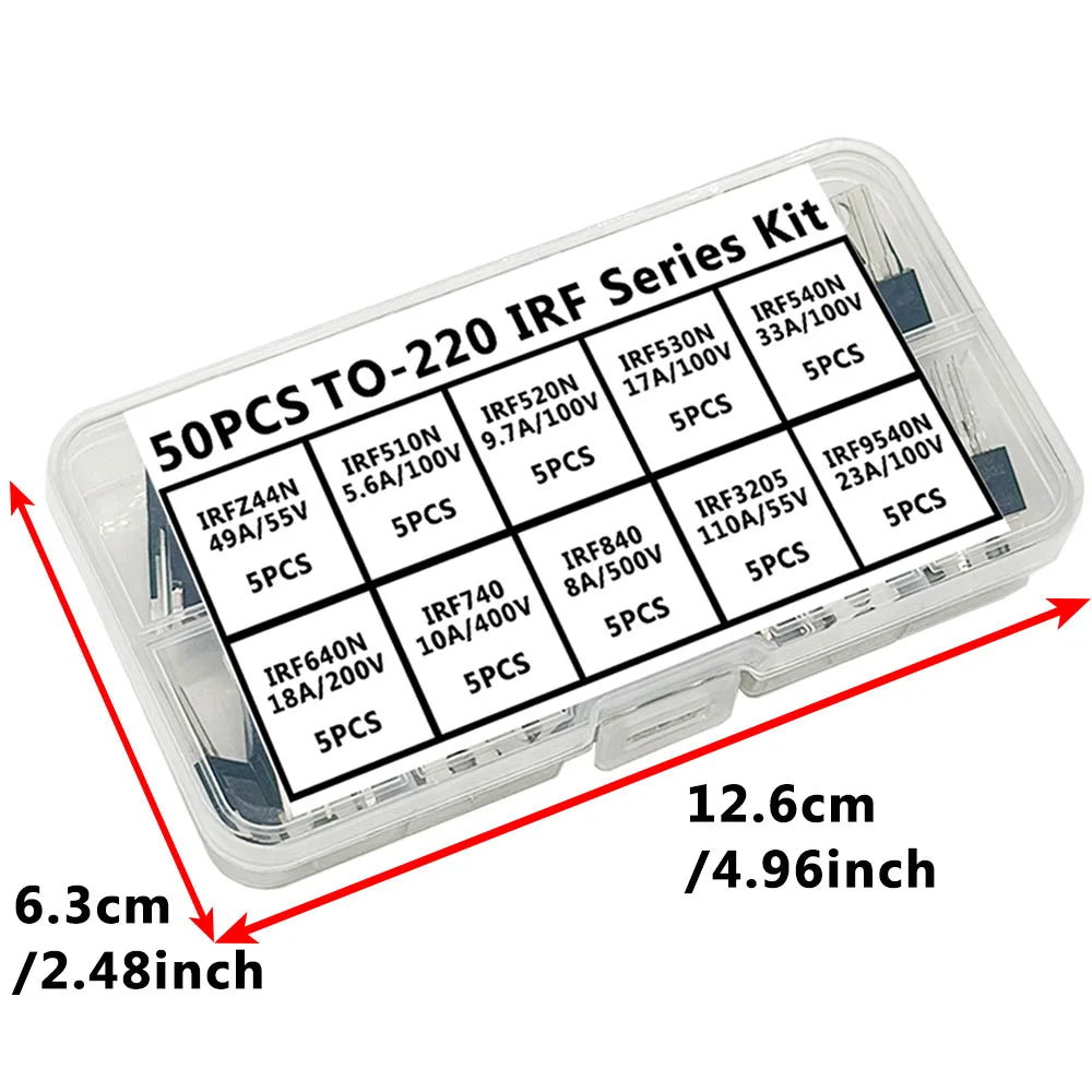 50PCS TO-220 MOSFET Power Transistor Kit – IRF Series Assortment MOSFET Transistor Kit Axl