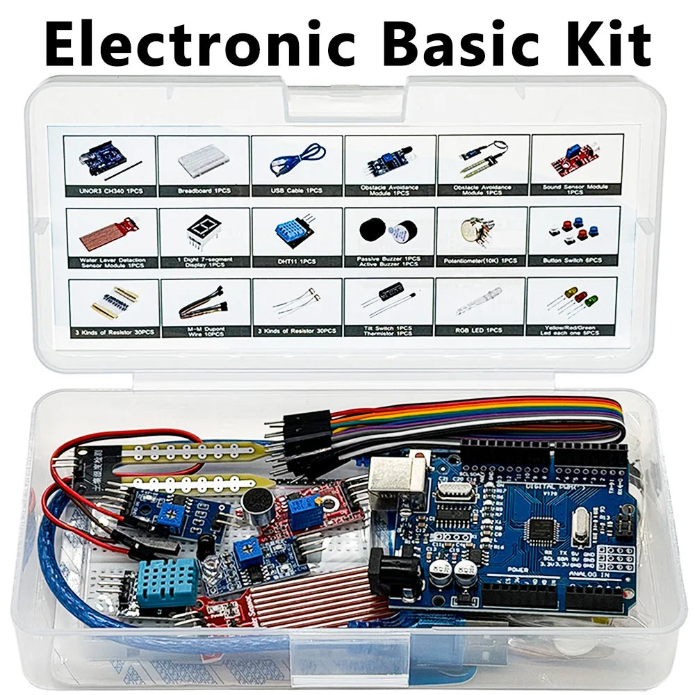 Arduino Uno R3 Starter Kit – Sensors, Breadboard & LEDs Electronics Starter Kit Axl