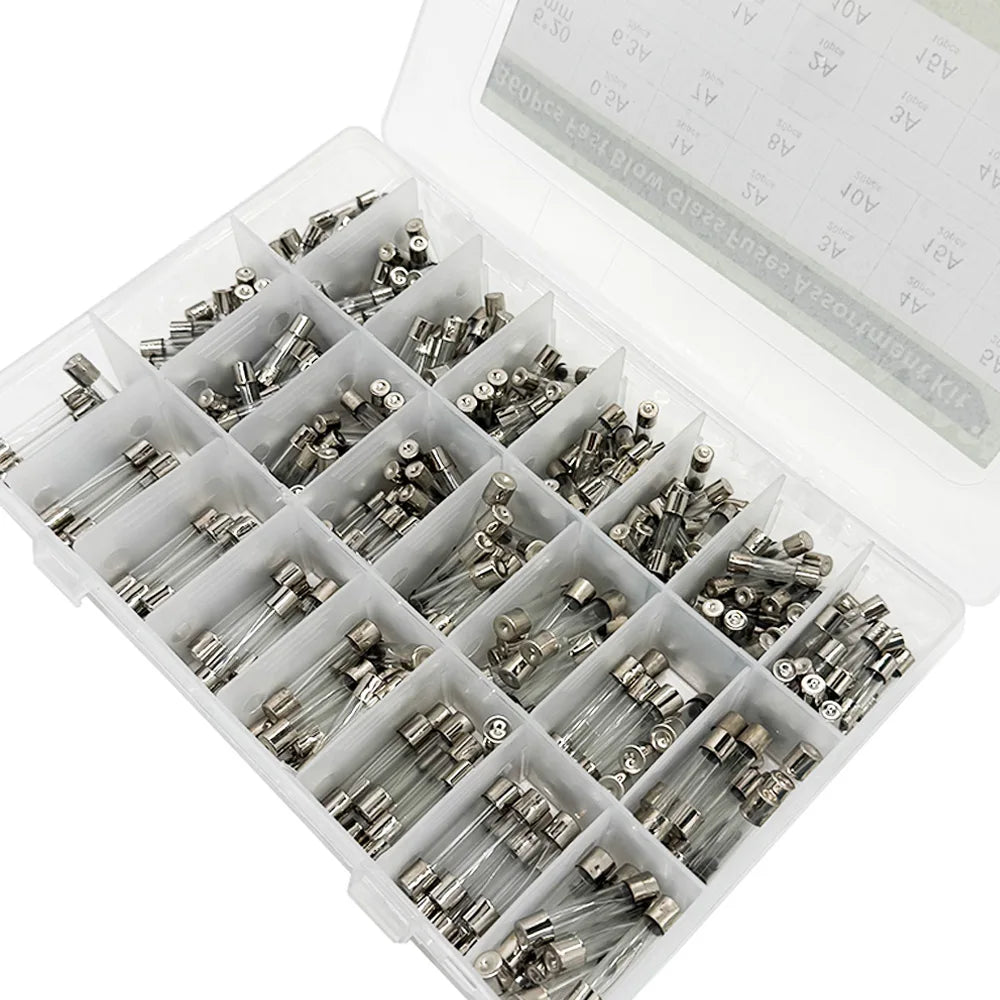 360 Pcs Glass Tube Fuses Assortment Kit – 24 Values 250V Glass Fuse Kit Axl