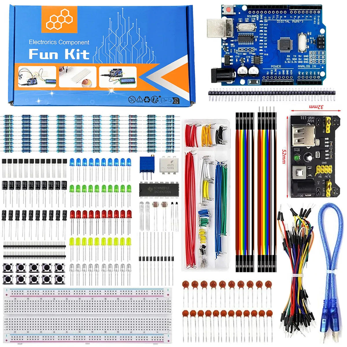 Arduino UNO R3 Starter Kit – Breadboard & Electronics Components Electronics Starter Kit Axl Default Title