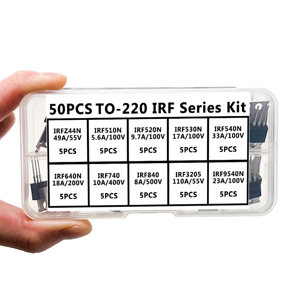 50PCS TO-220 MOSFET Power Transistor Kit – IRF Series Assortment MOSFET Transistor Kit Axl
